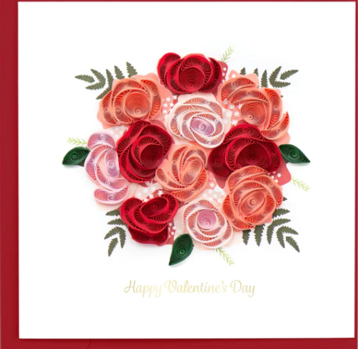 Quilled Valentine's Day Bouquet Greeting Card (LV260)