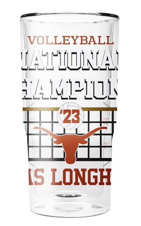 Texas Longhorn Volleyball 5 Times National Champions 16 oz Glass (TX-16GL-5TIMES)