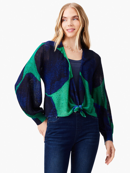 Nic & Zoe Ocean Dot 4-Way Cardigan (W231121) NVY/GRN