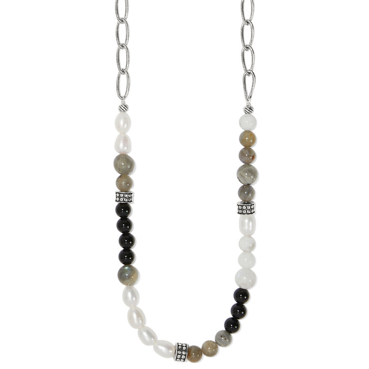 Brighton Pebble Luna Natural Stone Necklace (JM7497) SLV/BLK/WHT