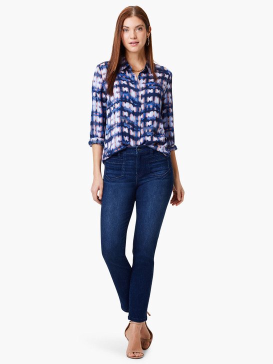 Nic & Zoe Shibori Glow Shirt (S241614) INDIGO