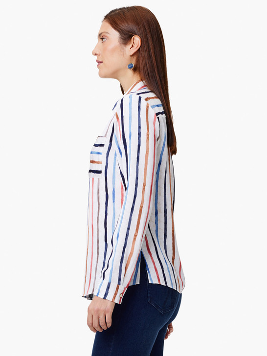 Nic & Zoe Painted Stripe Shirt (S241621) CREAM/MULTI
