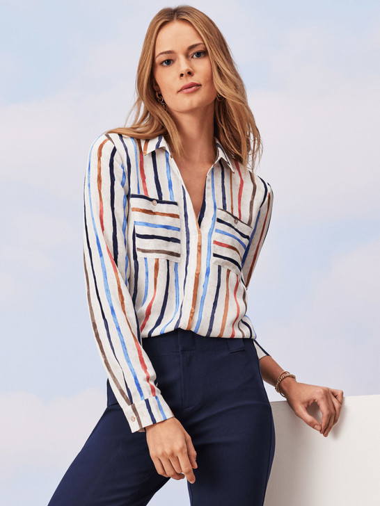 Nic & Zoe Painted Stripe Shirt (S241621)