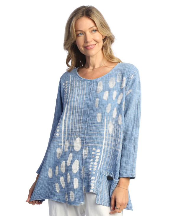 Jess & Jane Mix Match Mineral Washed Double Gauze Tunic (M108-1875) CRNFLWR