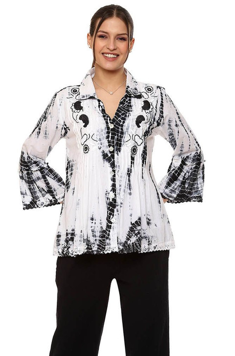 Parsley & Sage Presley Embroidered Shirt (24T23G) BLK