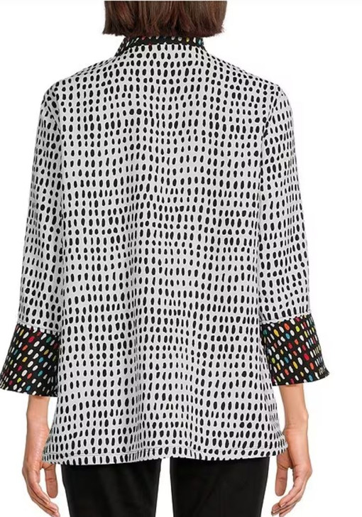 Multiples Petite Abstract Dot Button Front Jacket (M14402JP) BLK/WHT/MULTI