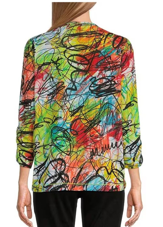 Multiples Petite Abstract Print Top (M14410TP)