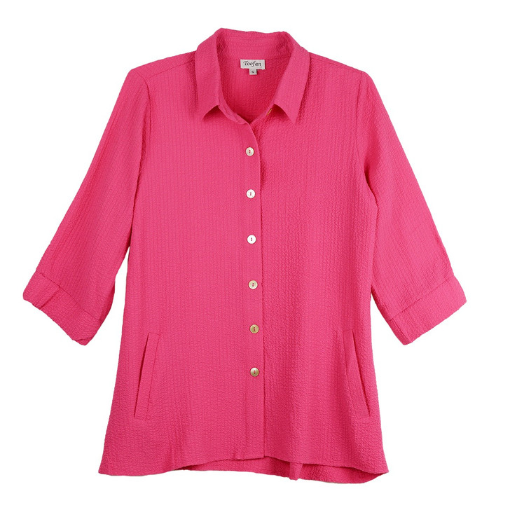 Toofan Crinkle A-Line 2 Pocket Shirt (C71-FU) FUCHSIA