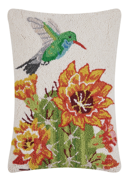 Hummingbird Cactus Hook Pillow