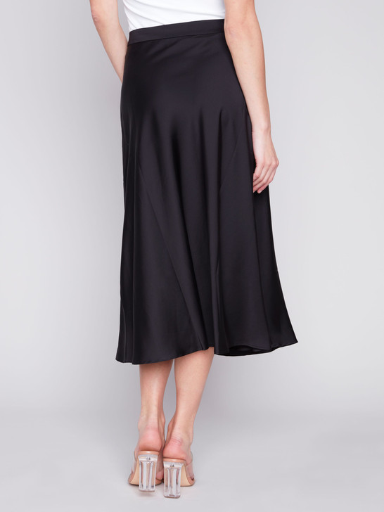 Charlie B Solid Side Zip Long Skirt (C7068/767B) BLK