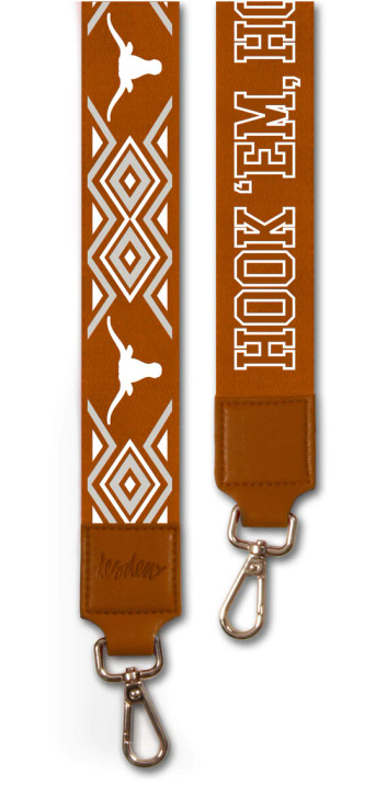 Texas Longhorn 2" Woven Diamond Design With Hook 'em/Logo Bag Strap (St20TEX) BO