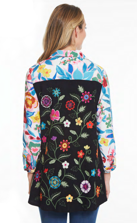 John Mark Embroidered Multi Floral Print Button Front Shirt (J24450BM) MULTI