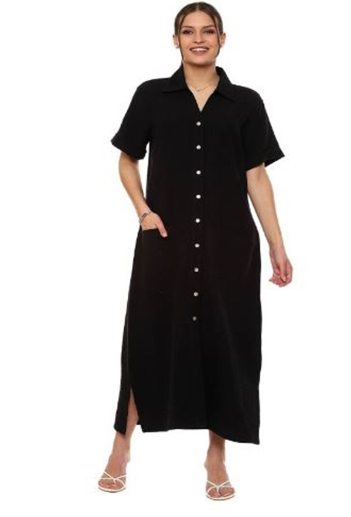 Parsley & Sage Nina Solid 2 Pocket Long Dress (24T60D1) BLK