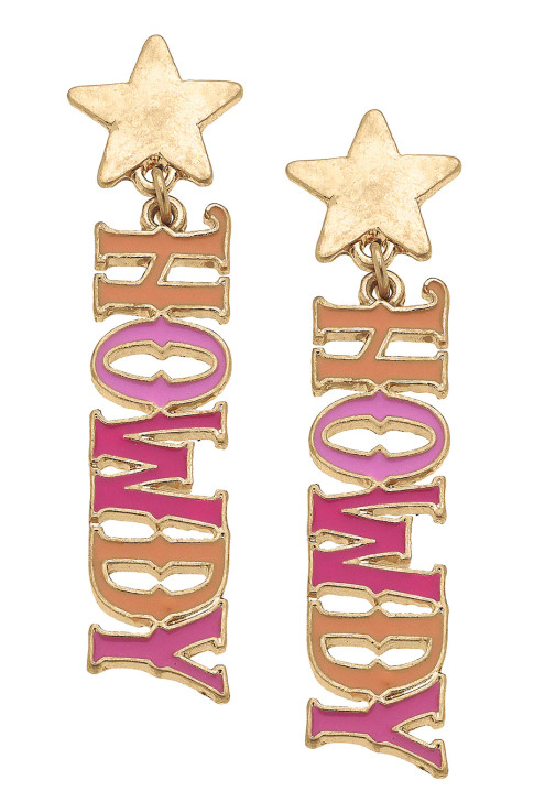 Canvas HOWDY Star Enamel Drop Earrings (24999E-MU)