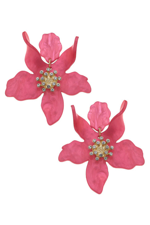 Canvas Chloe Resin Flower Statement Earrings (4 Colors) (25137E)