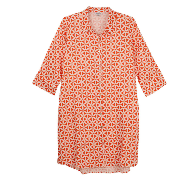 Toofan Linen Rayon Print Dress (LP592 420 PRINT) CORAL/IVRY
