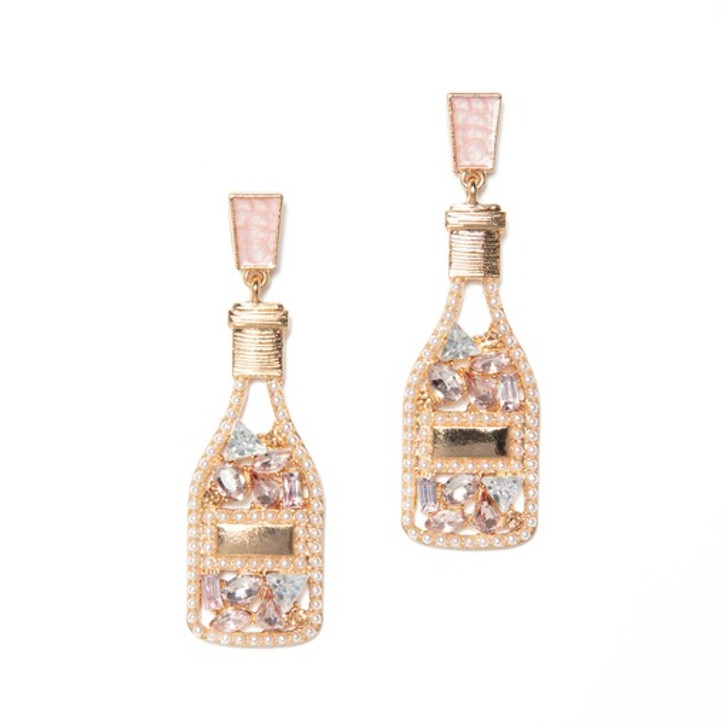 Laura Janelle Rose Gold Champagne Bottle Drop Earrings (2342201) 