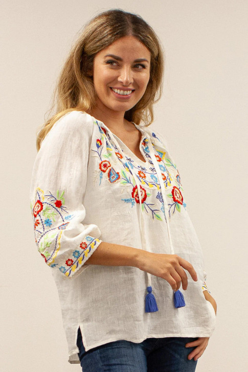 Kyla Seo Shay Embroidered Shirt (KYRE386) WHT
