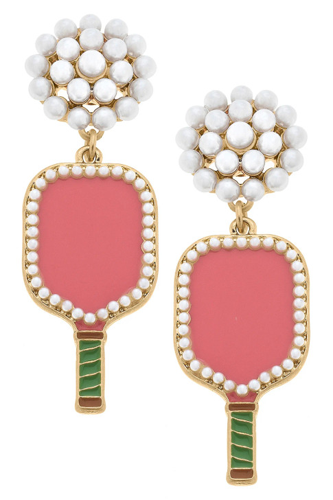 Canvas Ellie Pickleball Pearl Cluster Drop Earrings (24422E-PK)