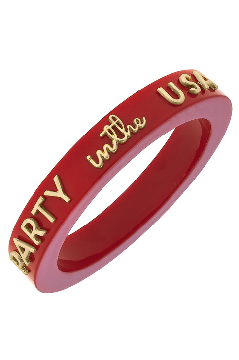 Canvas Party in the USA Resin Bangle (25256B-RD) RED