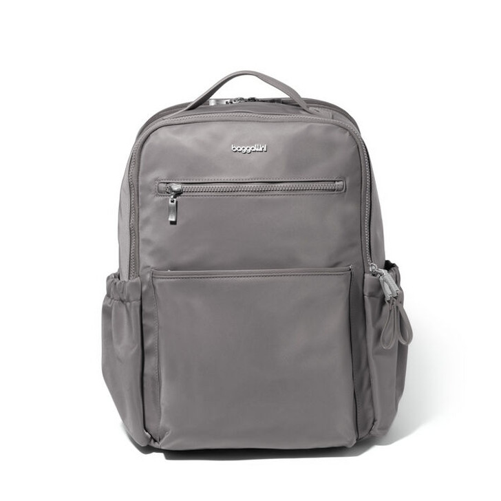 Baggallini Tribeca Expandable Laptop Backpack (MLB819) Steel Grey Twill