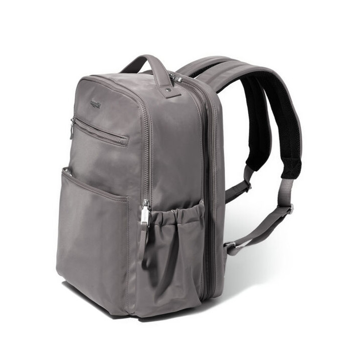 Baggallini Tribeca Expandable Laptop Backpack (MLB819) Steel Grey Twill