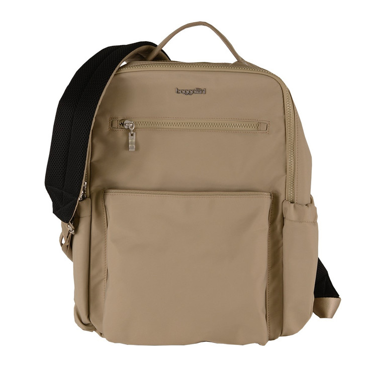 Baggallini Tribeca Expandable Laptop Backpack (MLB819) Taupe Twill