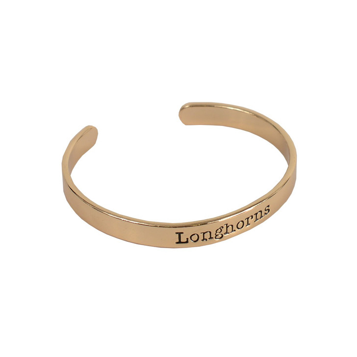 Texas longhorn Gold Tone Cuff Bracelet (TEX40060)