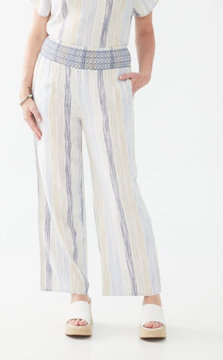 FDJ French Dressing Stripe Space Dyed Pull-On Pants (2651983) WHT/LT MULTI