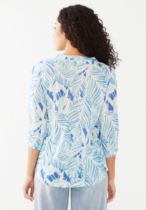 FDJ French Dressing Fern Print V-Neck Top (3498451) LAGOON