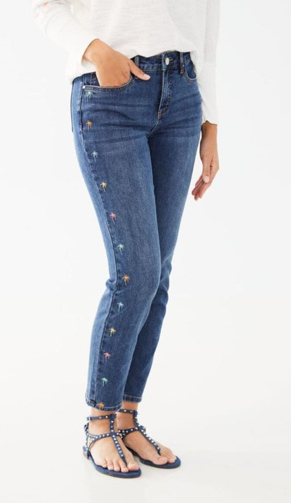 FDJ French Dressing Olivia Embroidered Pencil Leg Ankle Jeans (2473779) MED WASH