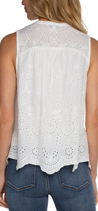 Liverpool Sleeveless Embroidered Eyelet Woven Top (LM8C73EM1) 