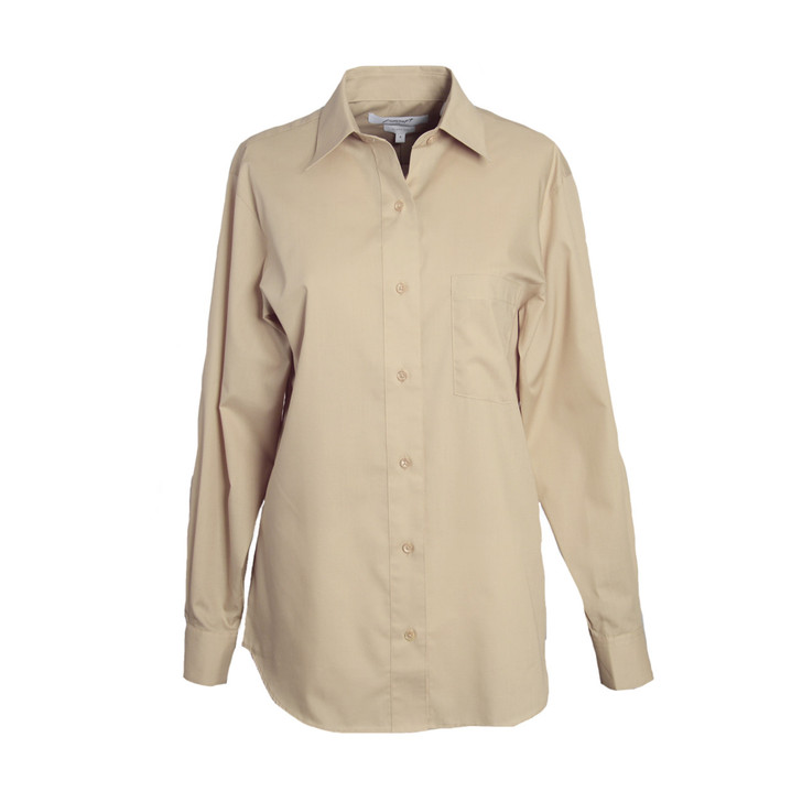 Foxcroft Plus Long Sleeve CVC Khaki Shirt (105111)