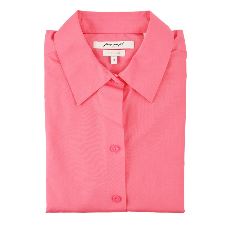 Foxcroft 3/4 Sleeve CVC Solid Azalea Pink Shirt (105106)