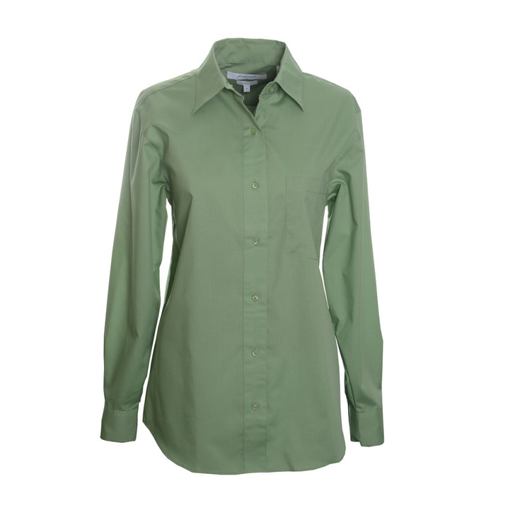 Foxcroft Long Sleeve CVC Solid Soft Olive Leaf Shirt (105105)