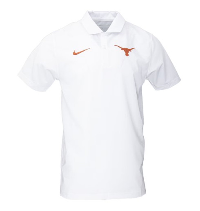 Texas Longhorn Nike Men's Dri Fit White Textured Embroidered Polo (02F8-10A-TEX-LUS)