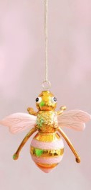 Wide Striped Bumble Bee 4.5" Glass Ornament (CG0345)