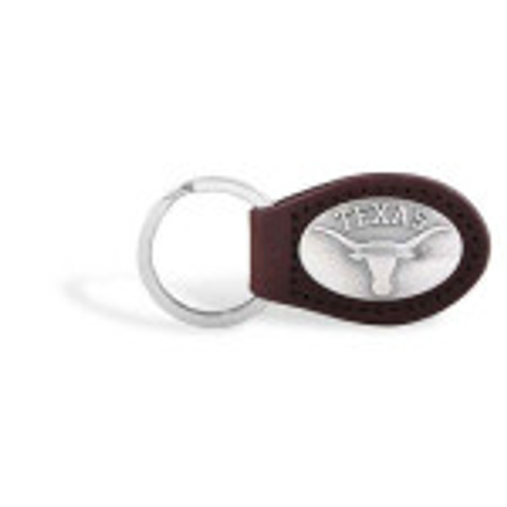 Texas Longhorn Leather with Concho Key Ring (2 Colors) (UTX-KL6)