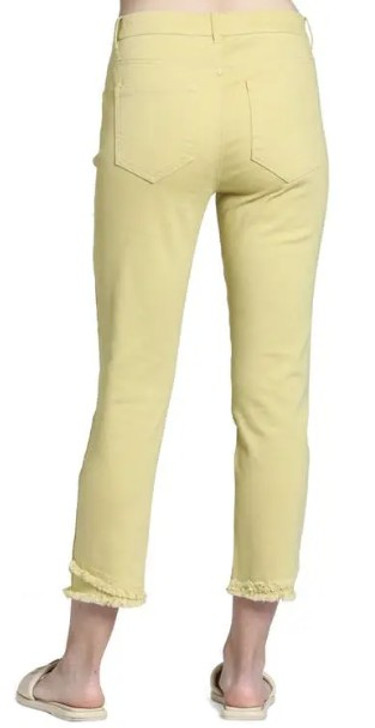 APNY Olivia Pop-On Frayed Hem Lemon Drop Crop Jeans