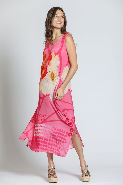APNY V-Neck Long Tank Dress (Pink)