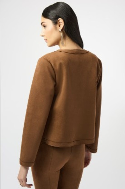 Joseph Ribkoff Scuba Suede Straight Brown Jacket