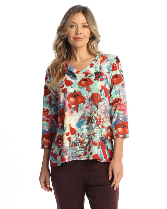 Jess & Jane Prima Poppy Floral Soft Knit Top
