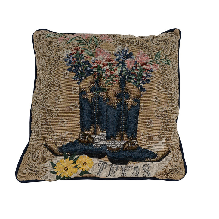 Texas Bluebonnets in Boots Pillow 17" (TLBONN)