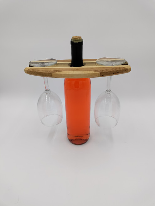 Wine Bottle and Glass Display- Poplar and Oak Piano Wood
