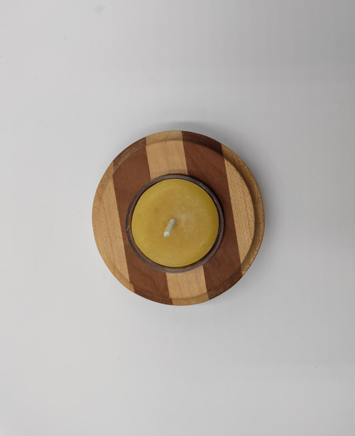 Round Tea Light Holder- Maple and Cherry Piano Wood