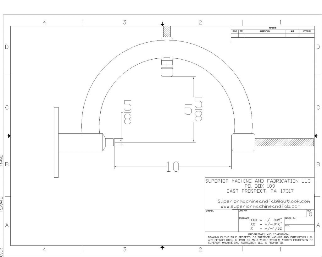 SMAF-007 dimensional drawing (engine stand mount)