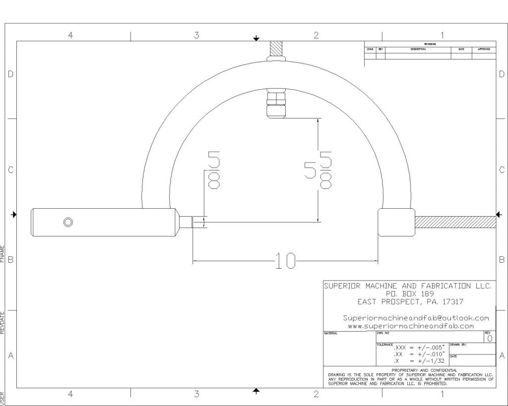 SMAF-008 dimensional drawing (bench mount shaft)