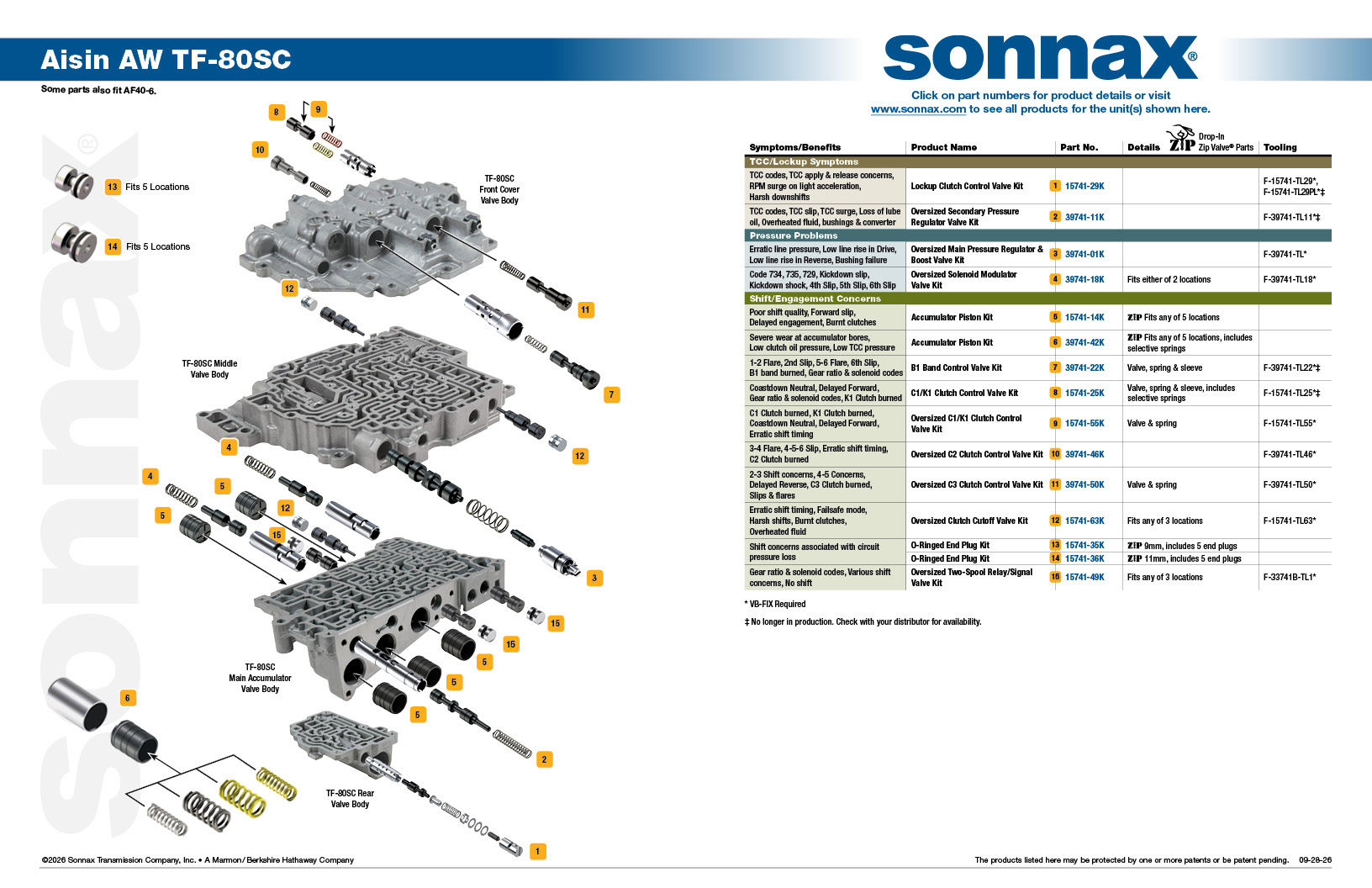 Aisin AW TF-80SC Valve Body Layout