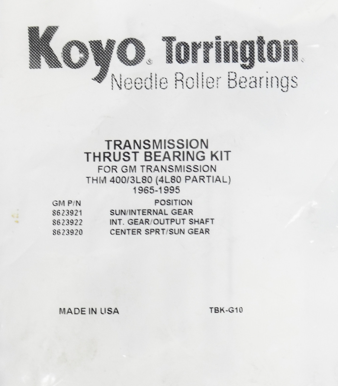 1014 TH400 4L80E Torrington Bearing Kit (1965-UP) - view 2