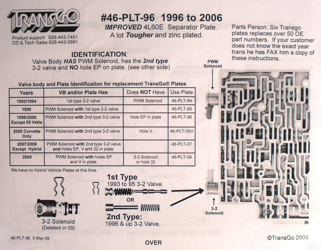 4L60E Valve Body Separator Plate by Transgo (1996-2006)